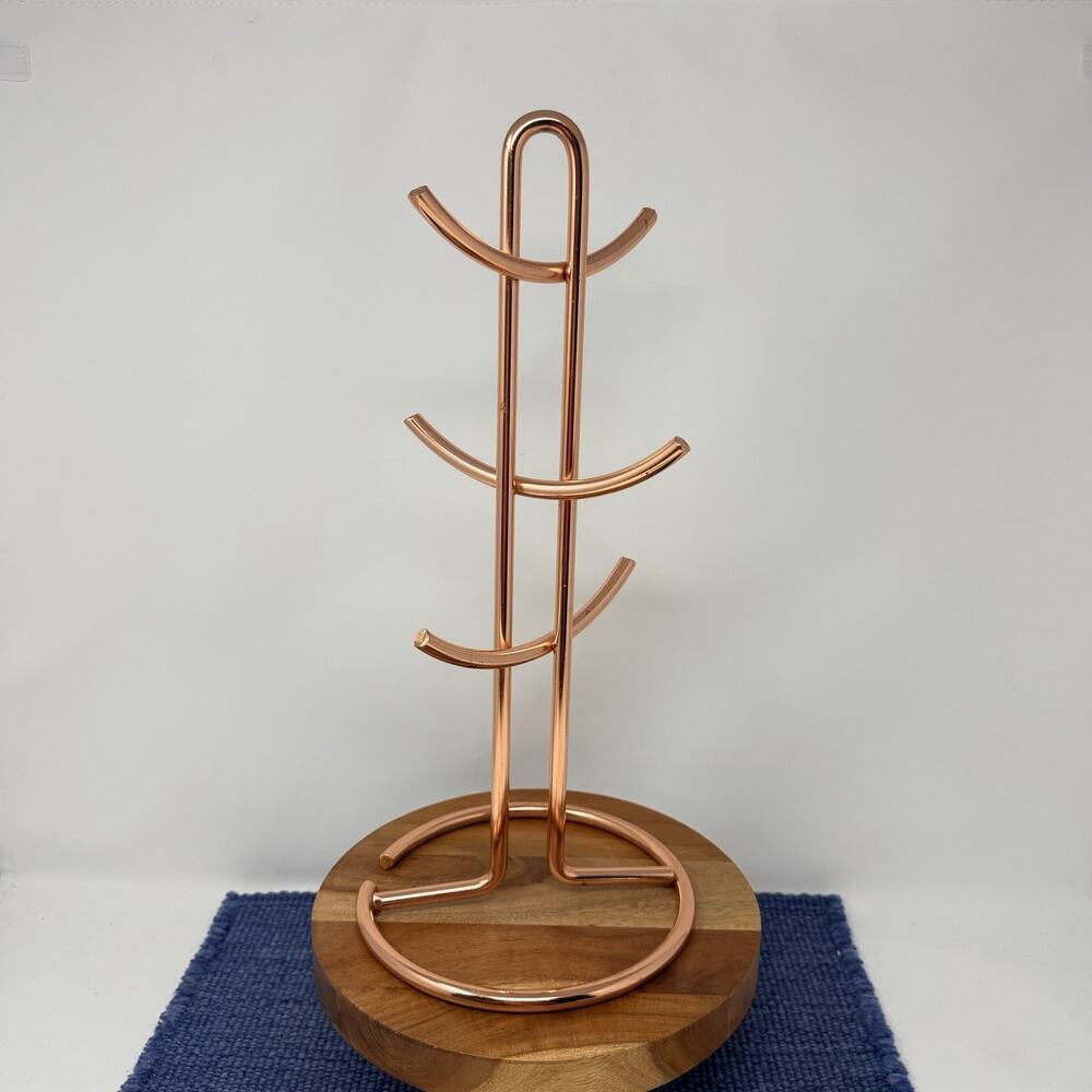 Spectrum Diversified Euro Heavy Metal Copper 6-Coffe Mugs Holder 15" Tall 2 Lbs